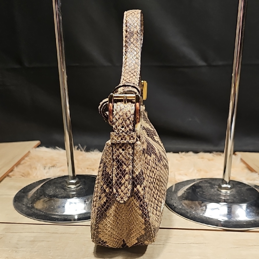 Michael Kors Tan and Brown Snake Print Clutch - Picture 7 of 9
